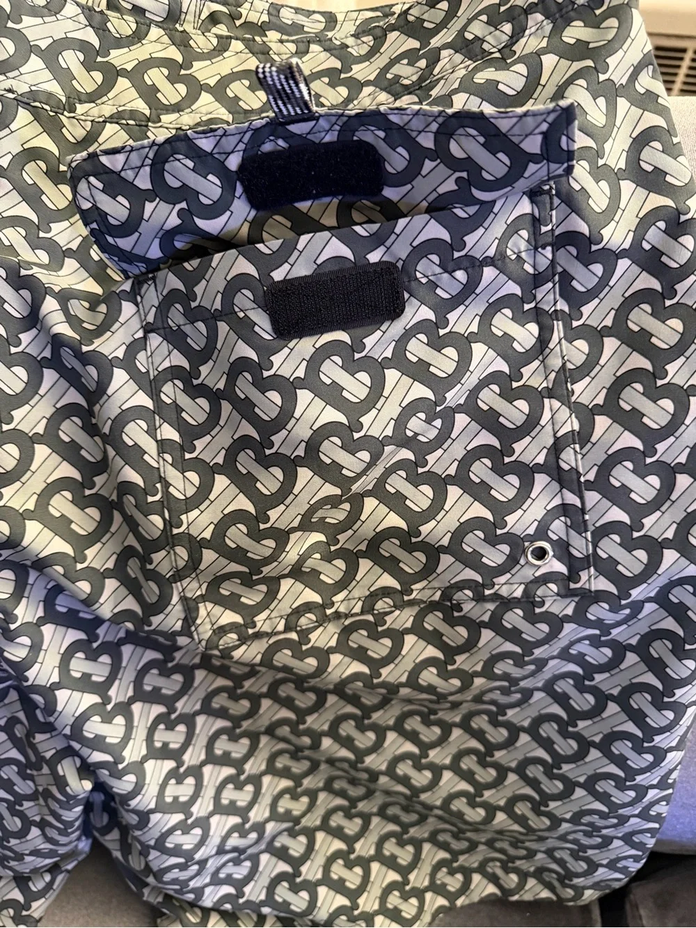Men's BurberryPatterned Swim/Beach Shorts - Black & Gray